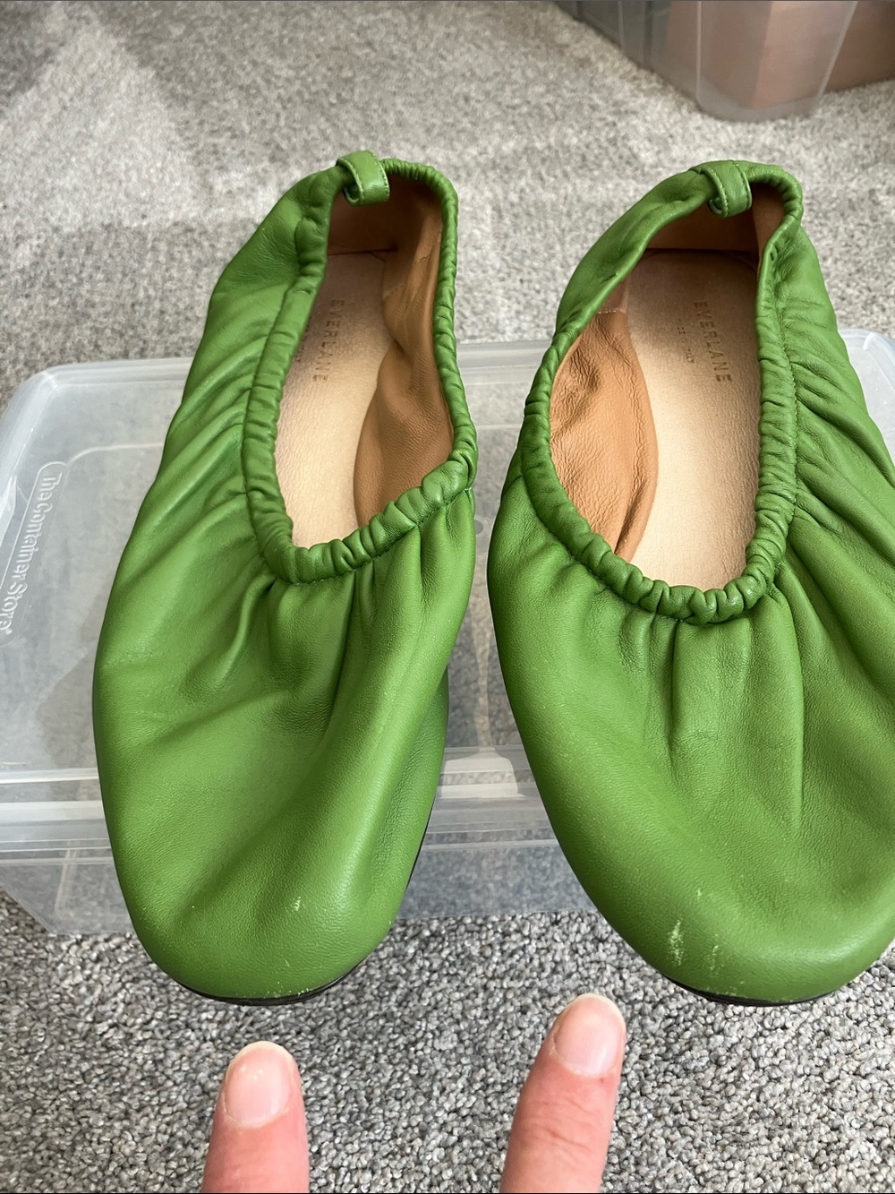 Fabulous Everlane Green Leather Scrunch Ballet Flats - Picture 8 of 12